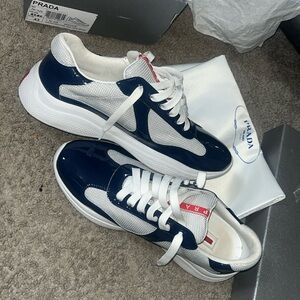 Blue & White Pradas Shoes In Great Condition Comes With Everything